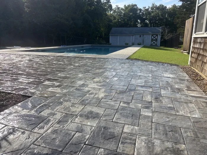Pool patio hardscape installation
